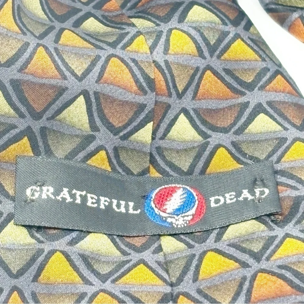 GRATEFUL DEAD Men’s Gray Gold Geometric Tie DUPREE’S DIAMOND Fifth Set 1996 USA